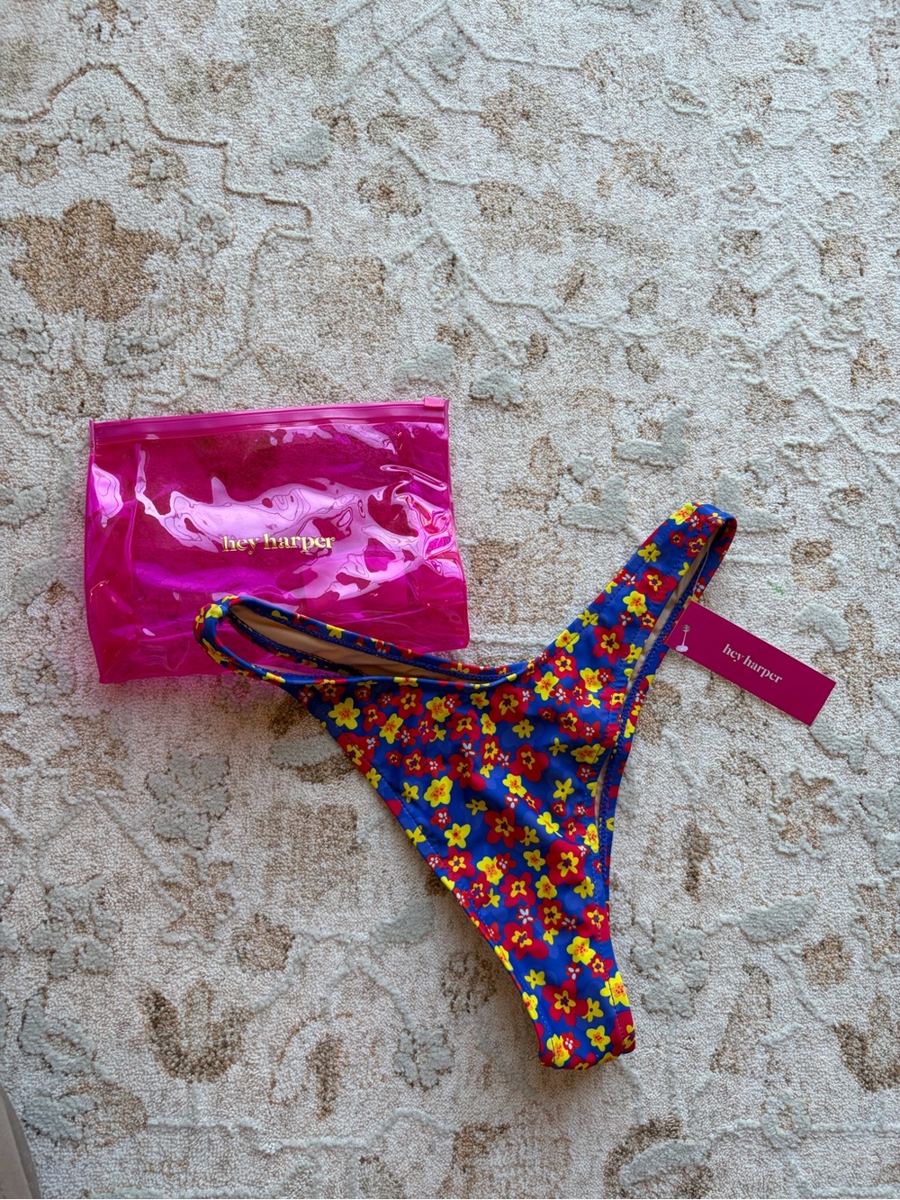 NWT! Colorful Floral Flamenco V-Shape Cheeky Bathing Suit Bottoms